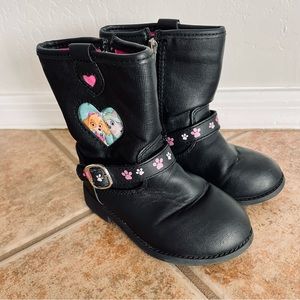 Nickelodeon Paw Patrol Black And Pink Boots With Hearts And Paw Prints Size 7